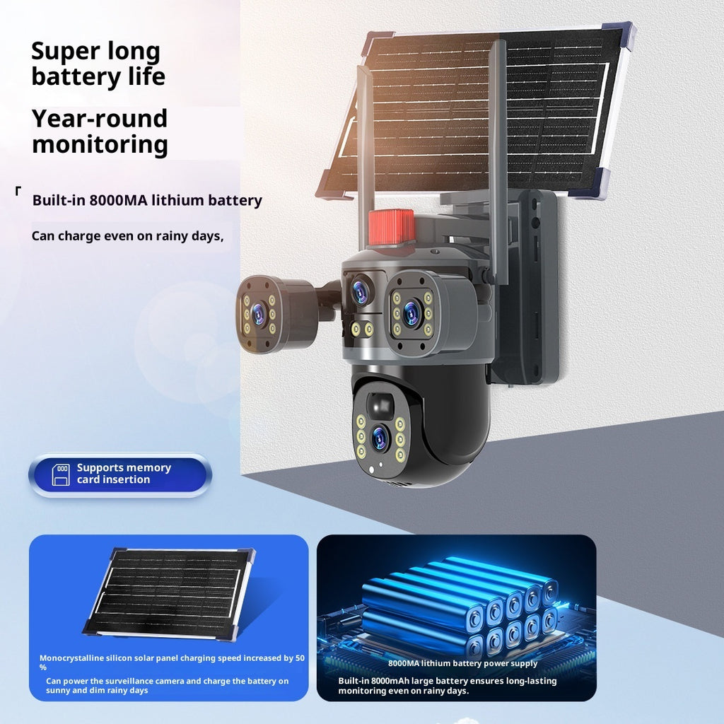 Solar Ultra High Definition Surveillance Trinocular Camera