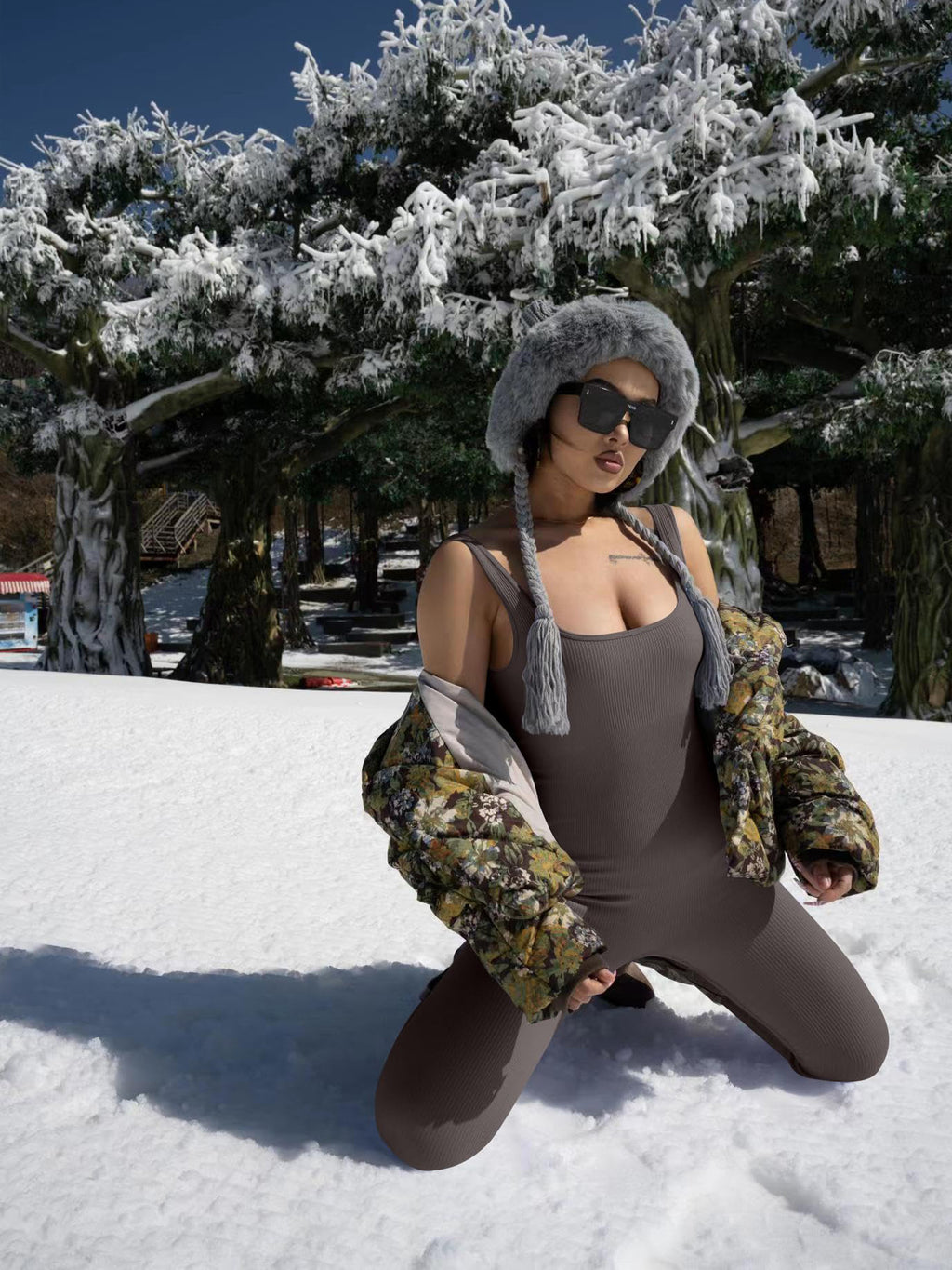 Women’s Suspender Tank Top with Matching Tights – Fashion Streetwear Outfit