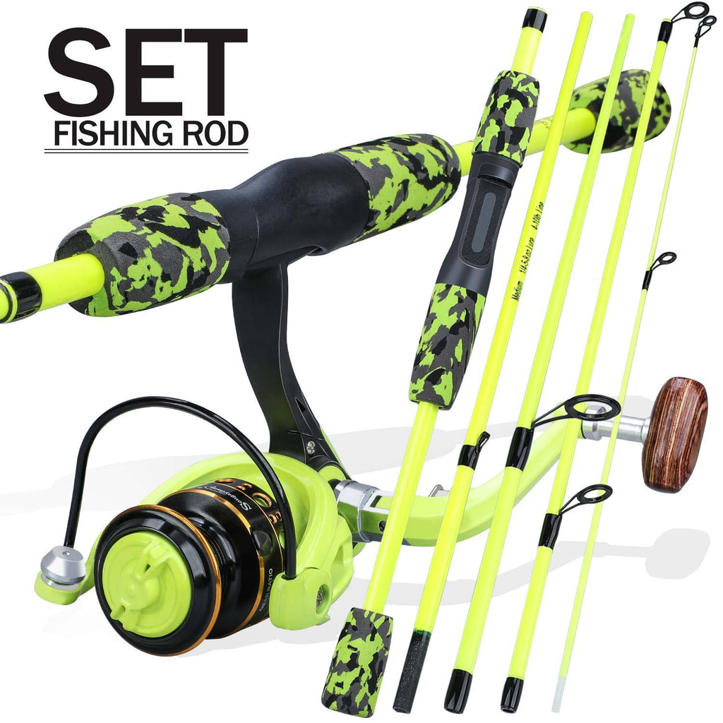 Sougayilang 5-Section Travel Fishing Rod & Spinning Reel Combo | Portable 170cm Glass Fiber Rod with 1000 Series Reel