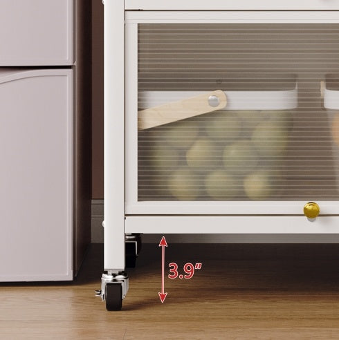 Heavy-Duty White Metal Storage Shelves – Vertical Cabinet Organizer with Double Doors, Smooth Rolling Wheels & 250KG Weight Capacity