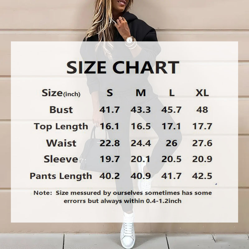 Women's Casual 2-Piece Tracksuit, Solid Color Hooded Sweatshirt And Slim Fit Jogger Pants For Autumn And Winter