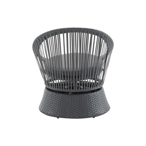 26.7" Modern Gray Wicker Lounge Chair – Round Rattan & Iron Frame Accent Chair for Living Room, Patio, Balcony & Outdoor Relaxation