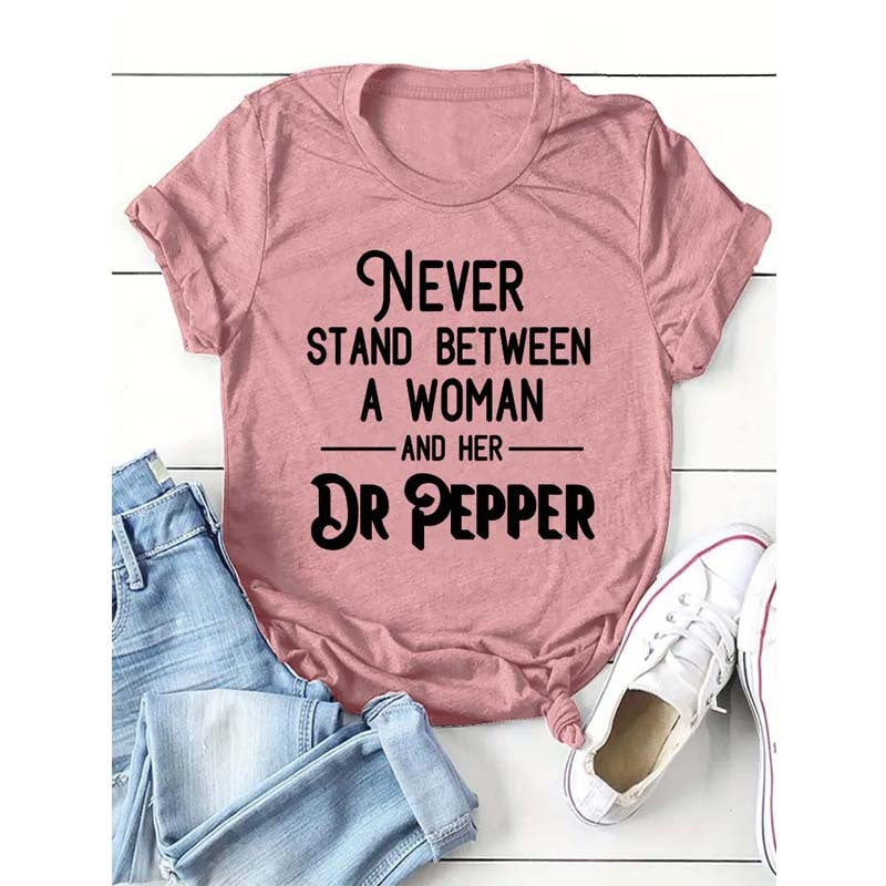 Women's Round Neck Short Sleeve T-Shirt English Slogan Print - Casual Summer Top