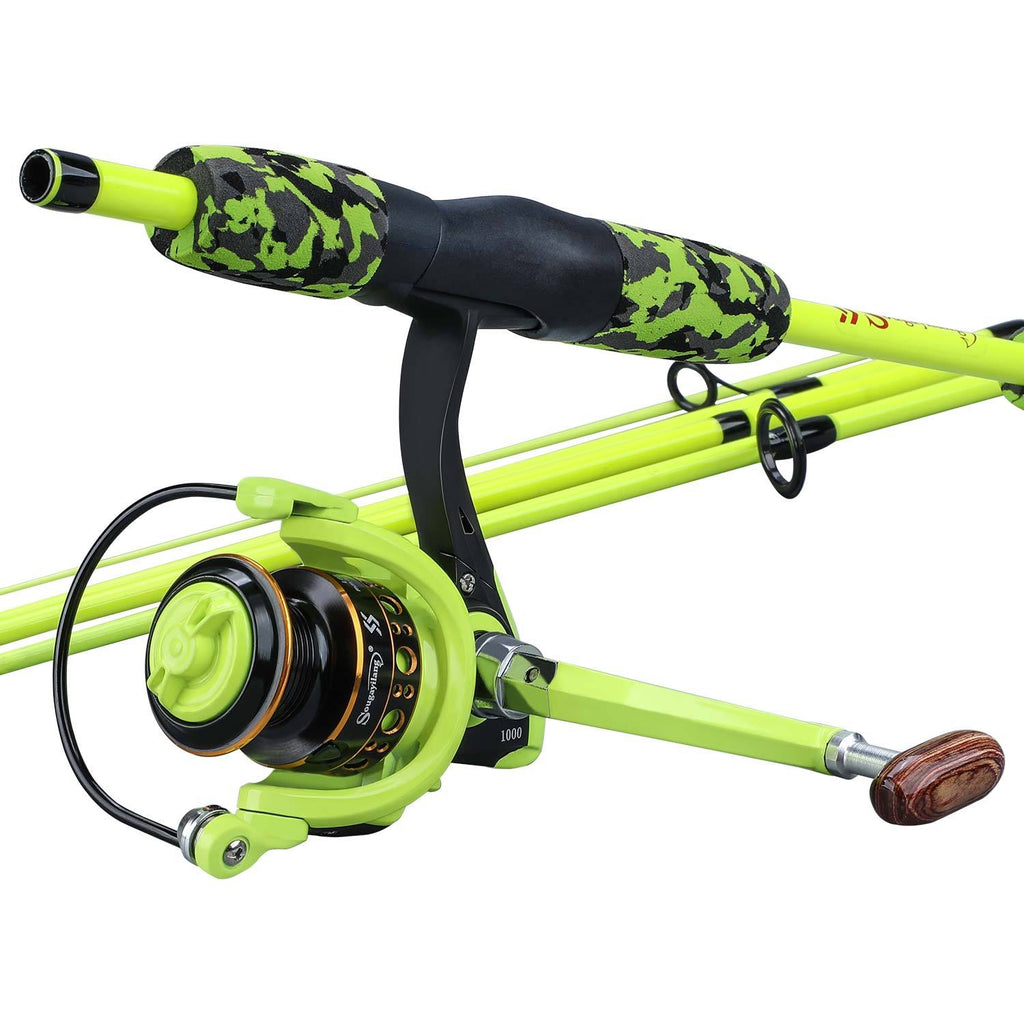 Sougayilang 5-Section Travel Fishing Rod & Spinning Reel Combo | Portable 170cm Glass Fiber Rod with 1000 Series Reel