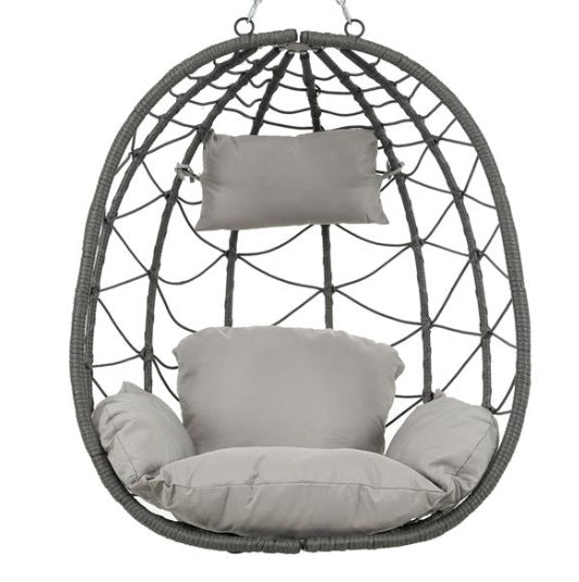 Aesthetic Wicker Egg Chair with Stand – Indoor/Outdoor Hanging Basket Chair with Cushions & Foldable Design