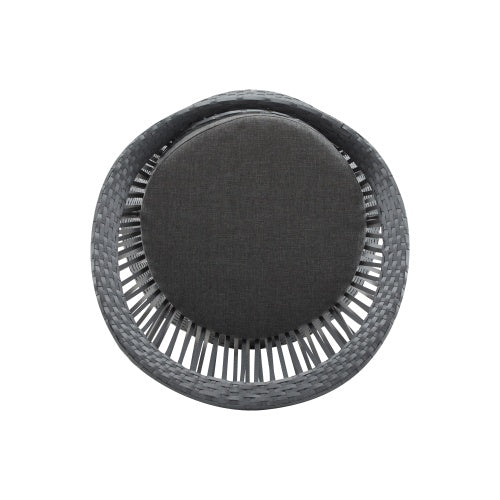 26.7" Modern Gray Wicker Lounge Chair – Round Rattan & Iron Frame Accent Chair for Living Room, Patio, Balcony & Outdoor Relaxation