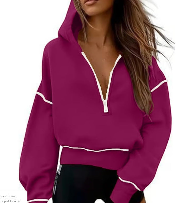 Women's Half Zipper Short Sweater