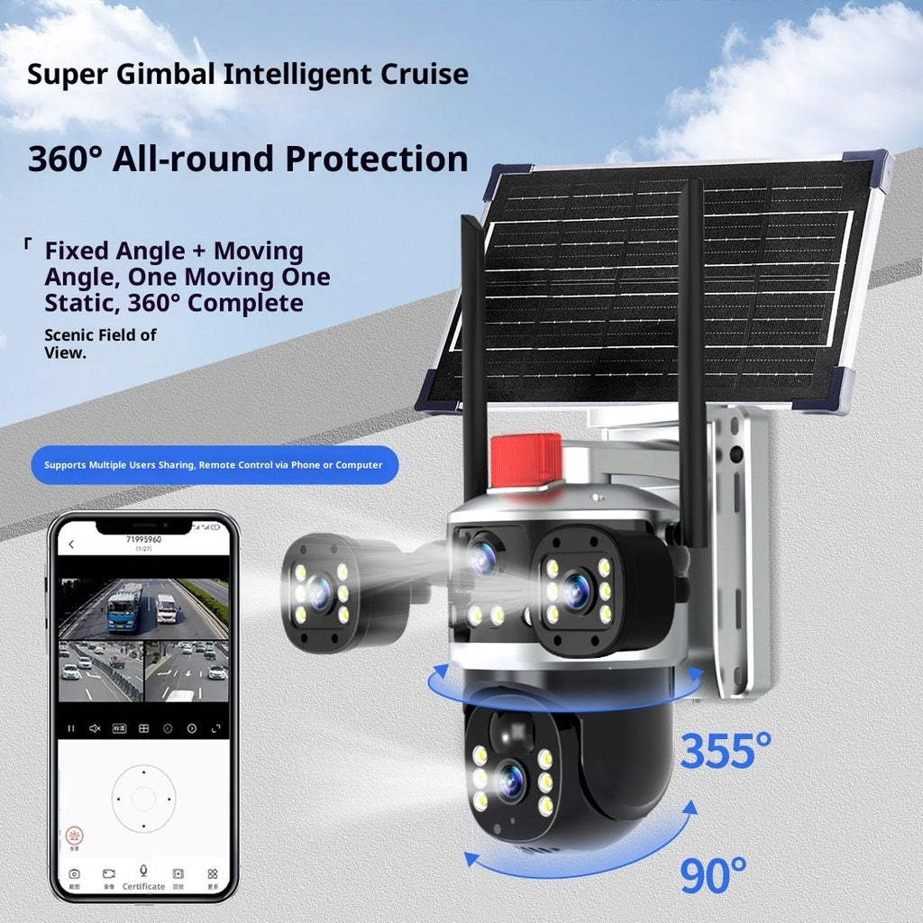 Solar Ultra High Definition Surveillance Trinocular Camera