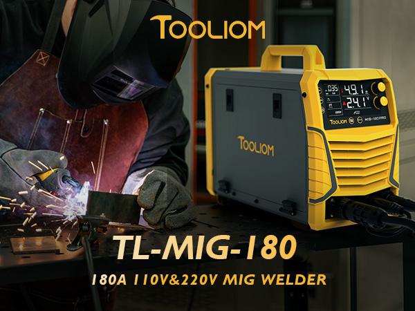 TOOLIOM 4 in 1 MIG Welder 180A Gas MIG/Flux MIG/Stick/Lift TIG Multiprocess Welding Machine 110V/220V Welder with Lift TIG Torch