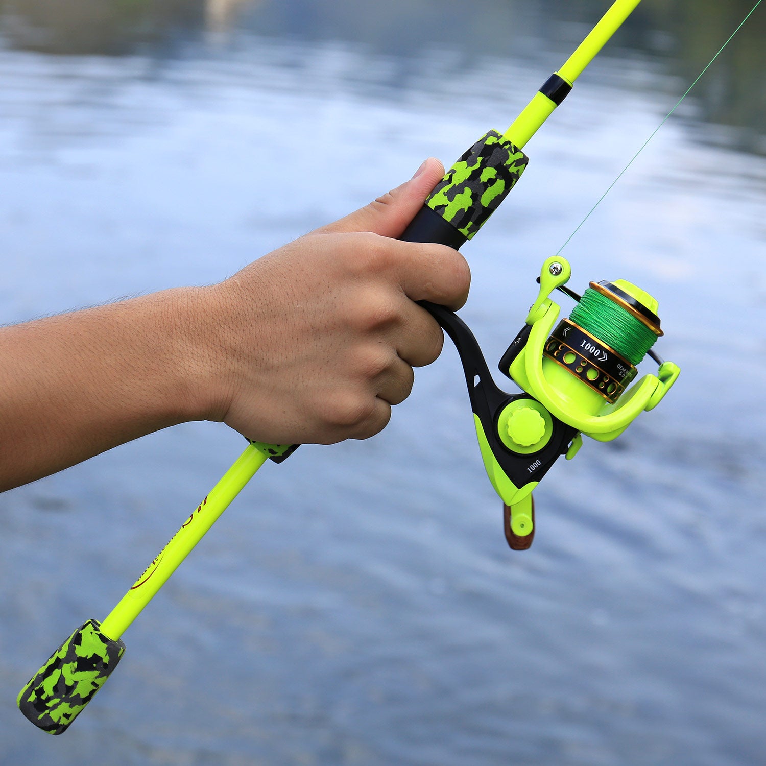 Sougayilang 5-Section Travel Fishing Rod & Spinning Reel Combo | Portable 170cm Glass Fiber Rod with 1000 Series Reel