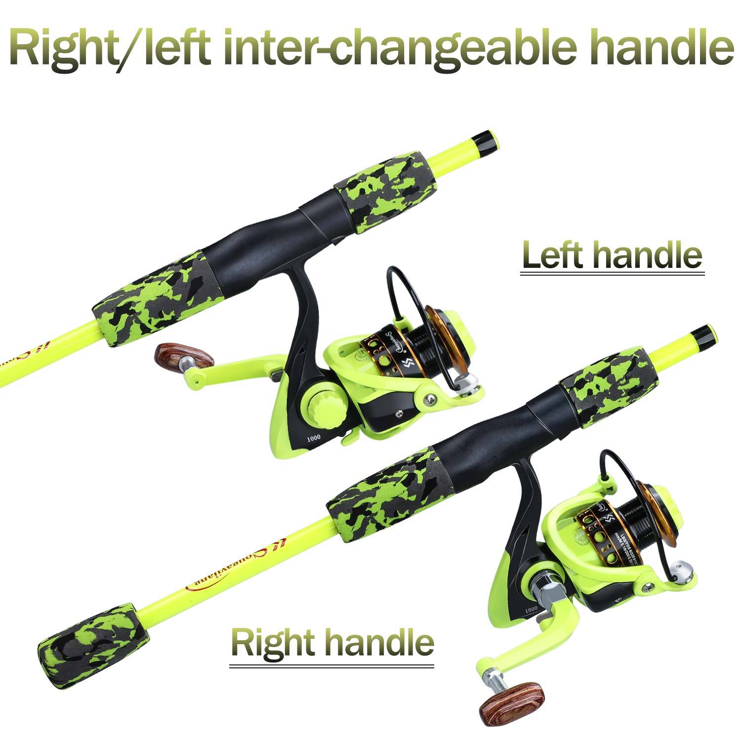 Sougayilang 5-Section Travel Fishing Rod & Spinning Reel Combo | Portable 170cm Glass Fiber Rod with 1000 Series Reel