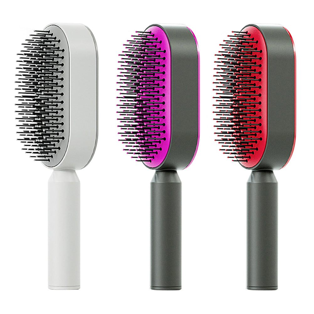 ✨ Self-Cleaning Anti-Static Hair Brush with Air Cushion Scalp Massage – Tangle-Free & Gentle Detangler ✨