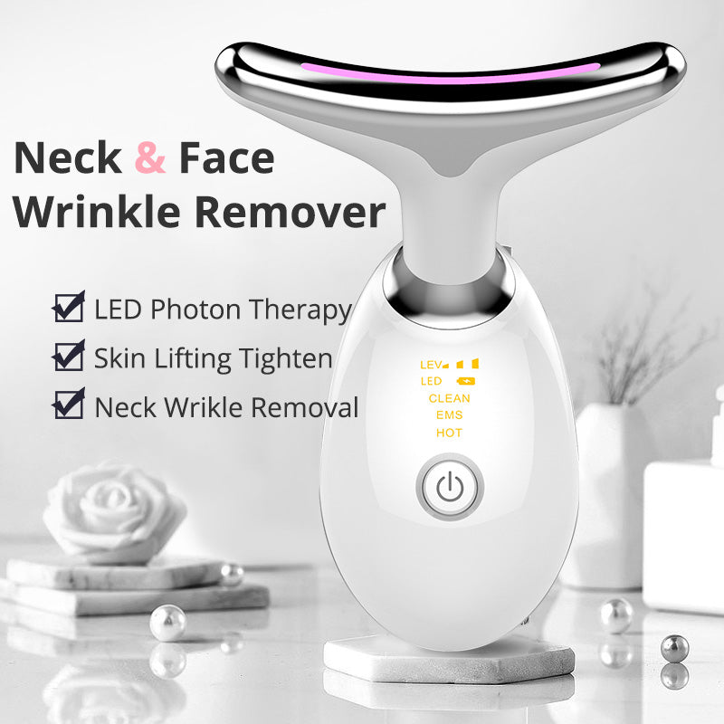 ✨ EMS Thermal Neck Lifting & Skin Tightening Massager – Microcurrent Anti-Aging & LED Therapy Device ✨