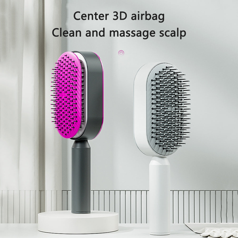 ✨ Self-Cleaning Anti-Static Hair Brush with Air Cushion Scalp Massage – Tangle-Free & Gentle Detangler ✨
