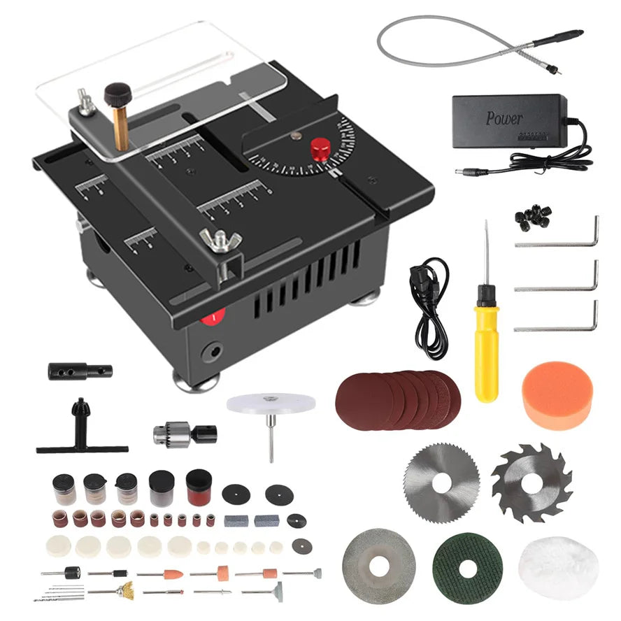 Precision Mini Table Saw 100W – Compact DIY Woodworking & Model Craft Cutting Machine with Adjustable Speed & Multi-Angle Blade