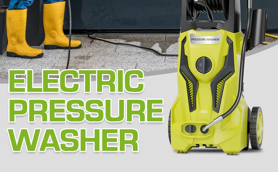 Electric Pressure Washer – 5000 PSI Max, 3.2 GPM | 1800W High-Power Cleaner with 25FT Hose – Yellow