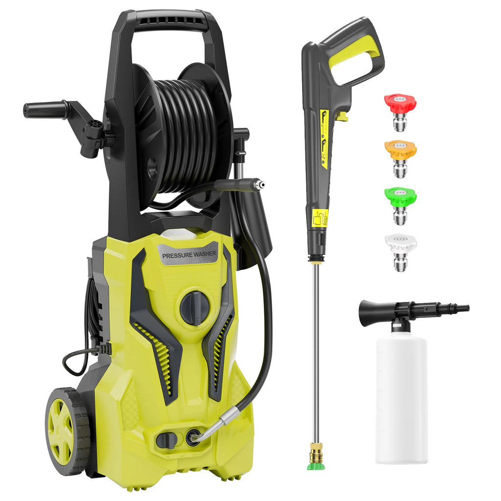 Electric Pressure Washer – 5000 PSI Max, 3.2 GPM | 1800W High-Power Cleaner with 25FT Hose – Yellow
