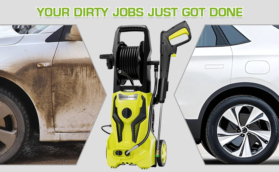 Electric Pressure Washer – 5000 PSI Max, 3.2 GPM | 1800W High-Power Cleaner with 25FT Hose – Yellow