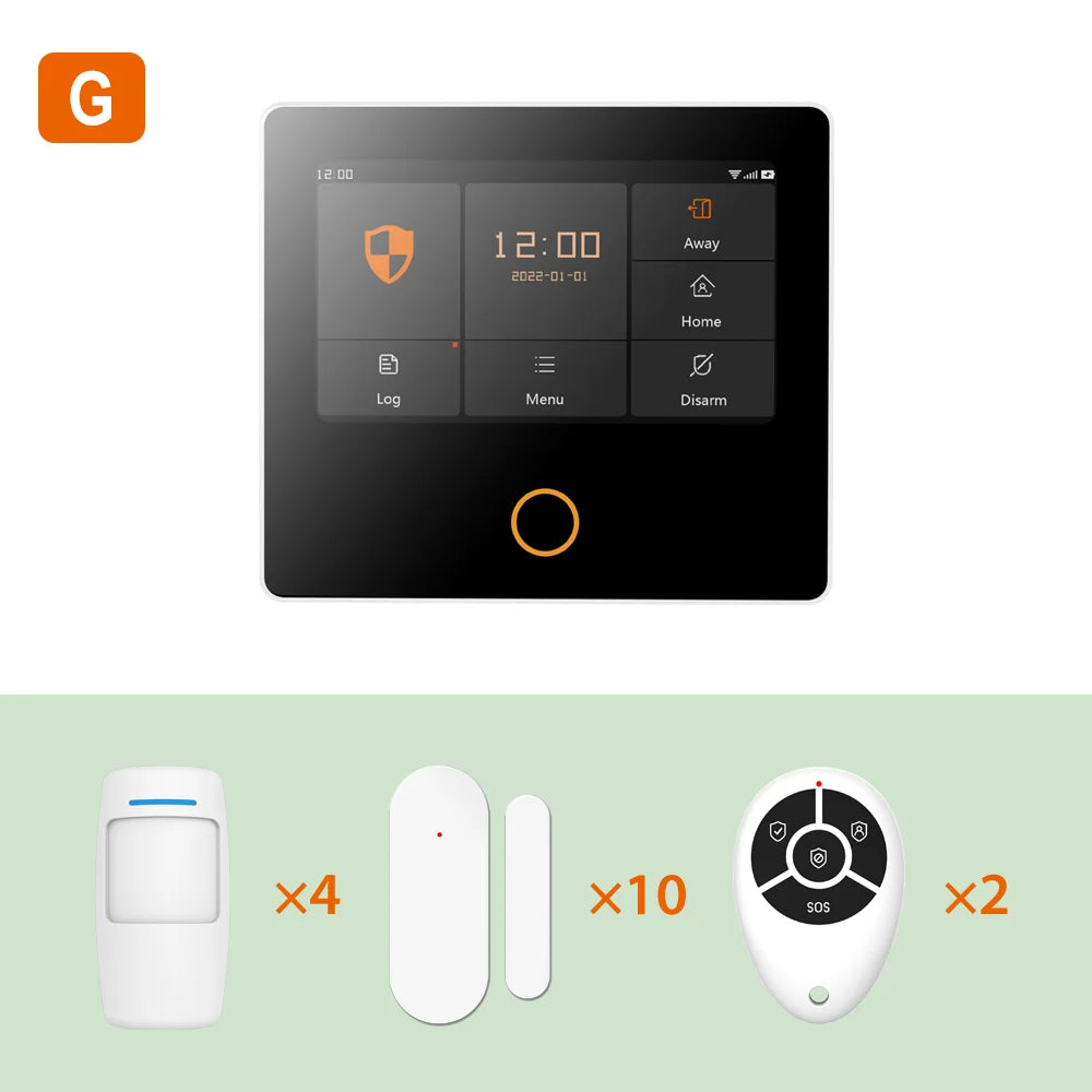 Staniot Home Security Alarm System 4G WiFi Wireless Tuya Smart Burglar Kit Built-in Siren Work with Alexa App Remote Control