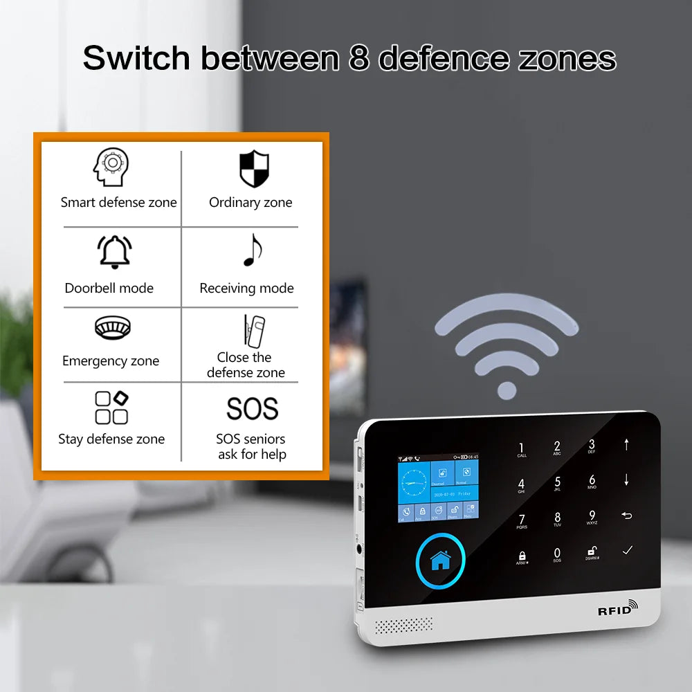 Tuya Alarm System WiFi GSM Security Alarm System Home Burglar Alarm For House Office  SMS APP Remote Control Work With Alexa