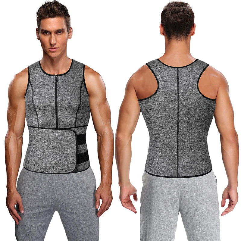 Vensslim Men’s Waist Trainer & Body Shaper Vest – Sauna Sweat Compression Top for Workout & Slimming