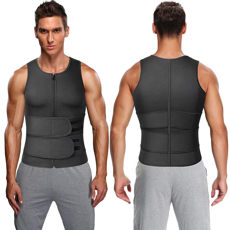 Vensslim Men’s Waist Trainer & Body Shaper Vest – Sauna Sweat Compression Top for Workout & Slimming