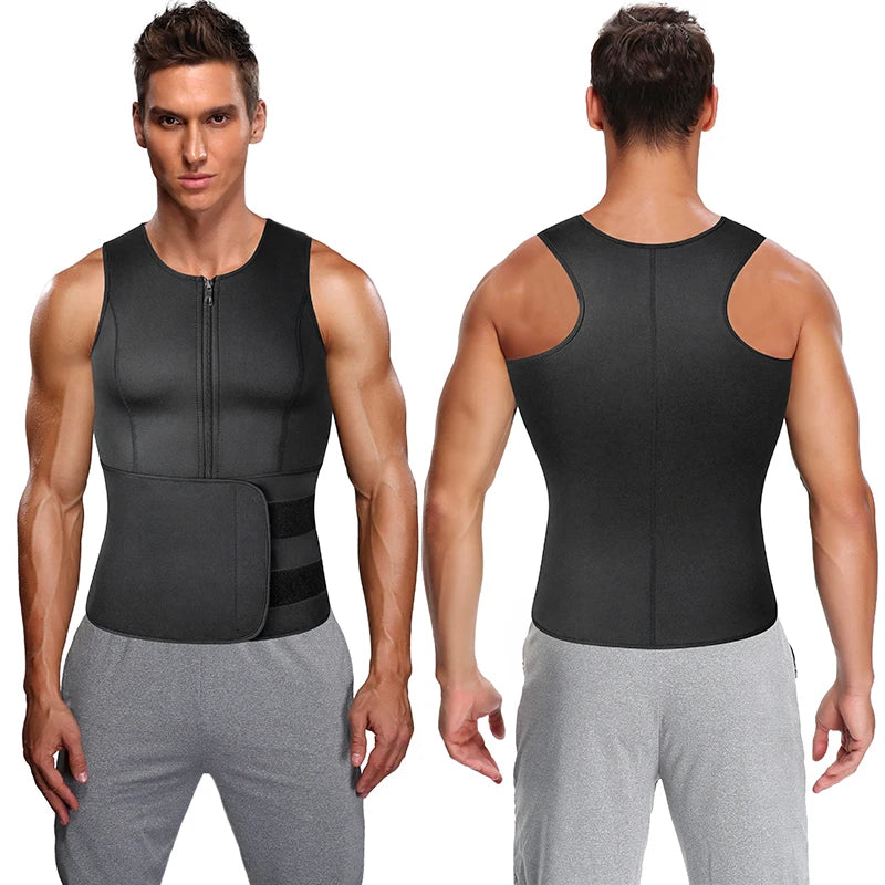 Vensslim Men’s Waist Trainer & Body Shaper Vest – Sauna Sweat Compression Top for Workout & Slimming