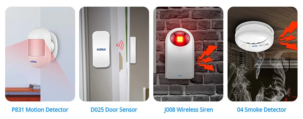 KERUI W181 Alarm Security System with Siren Wireless GSM WiFi Intelligent Home Alarm System with Door Sensor PIR Detector