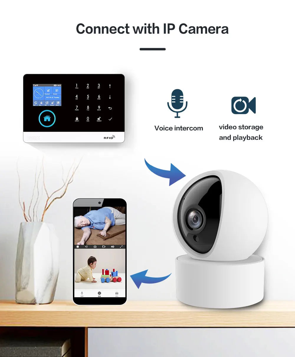 Tuya Alarm System WiFi GSM Security Alarm System Home Burglar Alarm For House Office  SMS APP Remote Control Work With Alexa