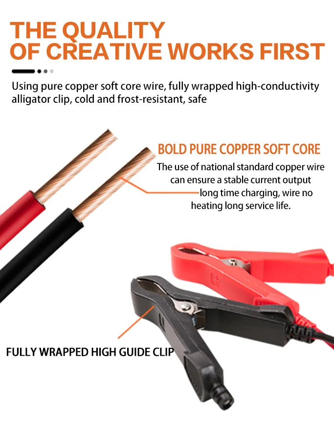 EAFC Smart 12V Pulse Repair Battery Charger – LCD Display, 6A Fast Charging for Cars, Motorcycles & Deep-Cycle Batteries