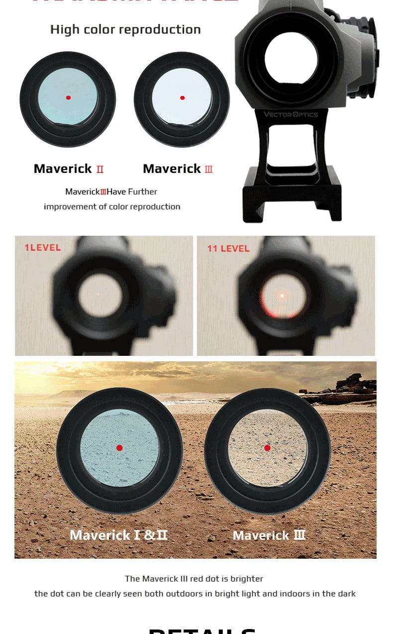 Vector Optics Maverick Gen3 1x22 Red Dot Scope – Waterproof, Quick-Detach AR Sight with 11 Brightness Levels