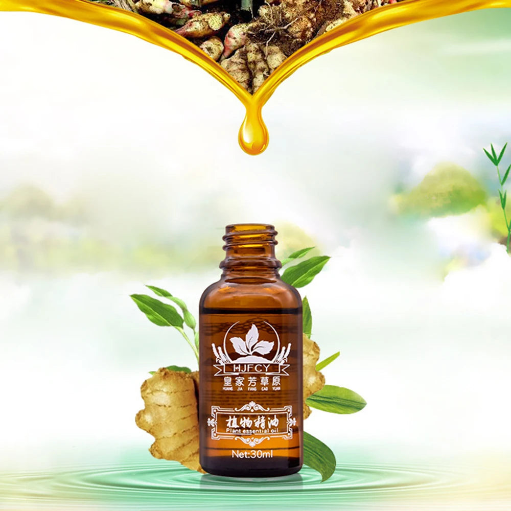 🌿 QINGFANGLI Lymphatic Drainage Ginger Oil – 30ml Natural Plant Therapy for Detox, Anti-Aging & Body Massage Wellness