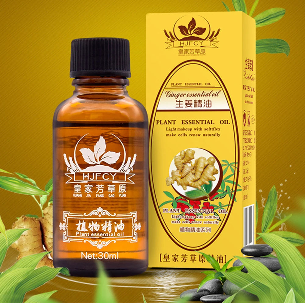 🌿 QINGFANGLI Lymphatic Drainage Ginger Oil – 30ml Natural Plant Therapy for Detox, Anti-Aging & Body Massage Wellness