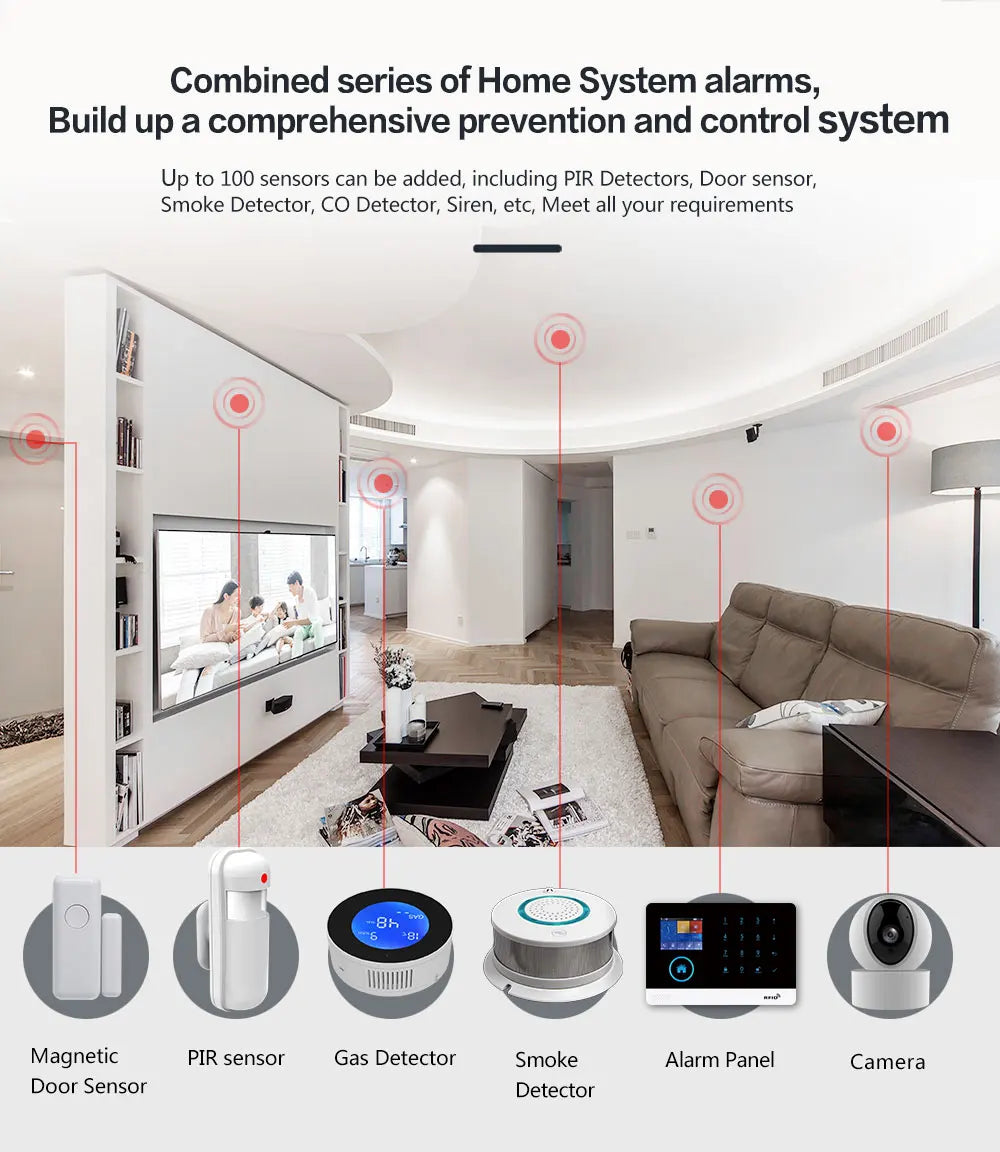 Tuya Alarm System WiFi GSM Security Alarm System Home Burglar Alarm For House Office  SMS APP Remote Control Work With Alexa