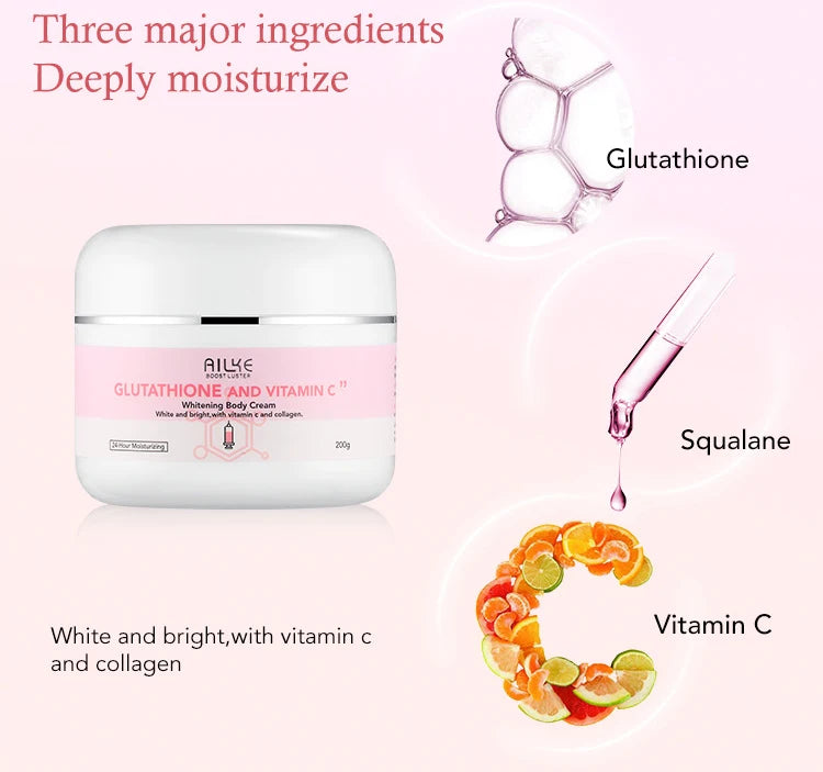 AILKE Vitamin C + Glutathione Brightening Skincare Set – Moisturizing, Whitening & Glow-Boosting Full Body System