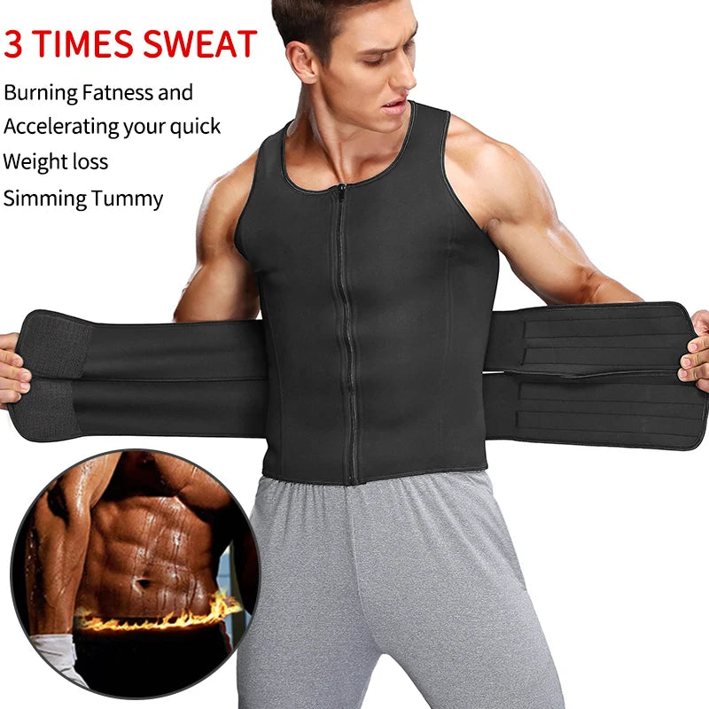 Vensslim Men’s Waist Trainer & Body Shaper Vest – Sauna Sweat Compression Top for Workout & Slimming