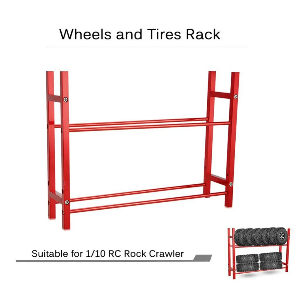 Red Tire Rack Storage Wheel Holder for 1/10 Scale RC Car Crawler Tires