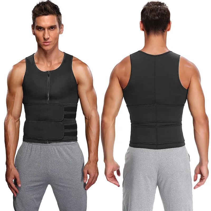 Vensslim Men’s Waist Trainer & Body Shaper Vest – Sauna Sweat Compression Top for Workout & Slimming