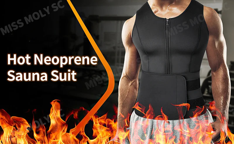 Vensslim Men’s Waist Trainer & Body Shaper Vest – Sauna Sweat Compression Top for Workout & Slimming