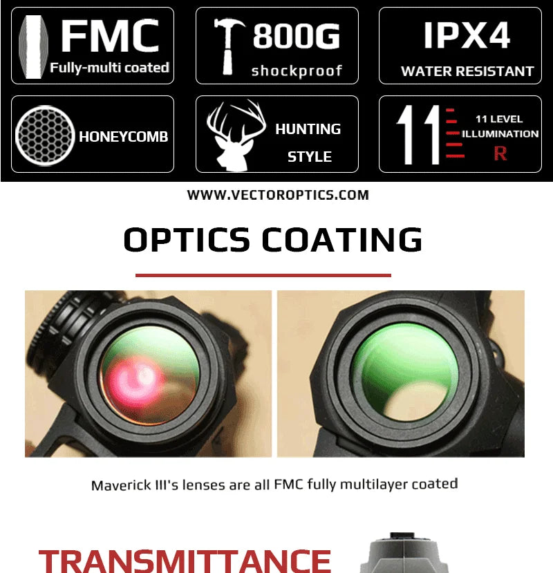 Vector Optics Maverick Gen3 1x22 Red Dot Scope – Waterproof, Quick-Detach AR Sight with 11 Brightness Levels