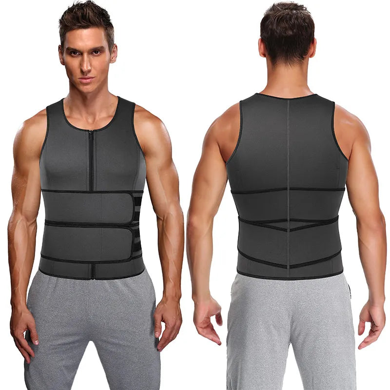Vensslim Men’s Waist Trainer & Body Shaper Vest – Sauna Sweat Compression Top for Workout & Slimming