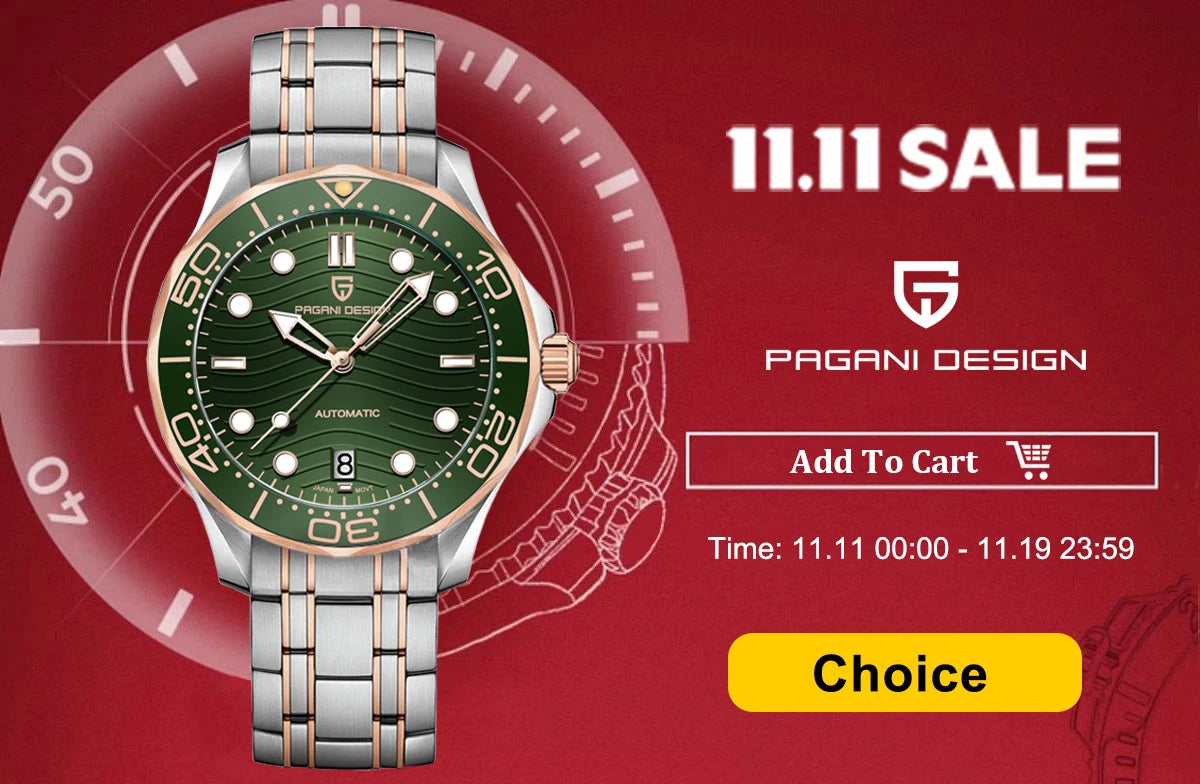 2025 PAGANI DESIGN Luxury Rose Gold Automatic Mechanical Watch – Men’s Sapphire Sports Timepiece