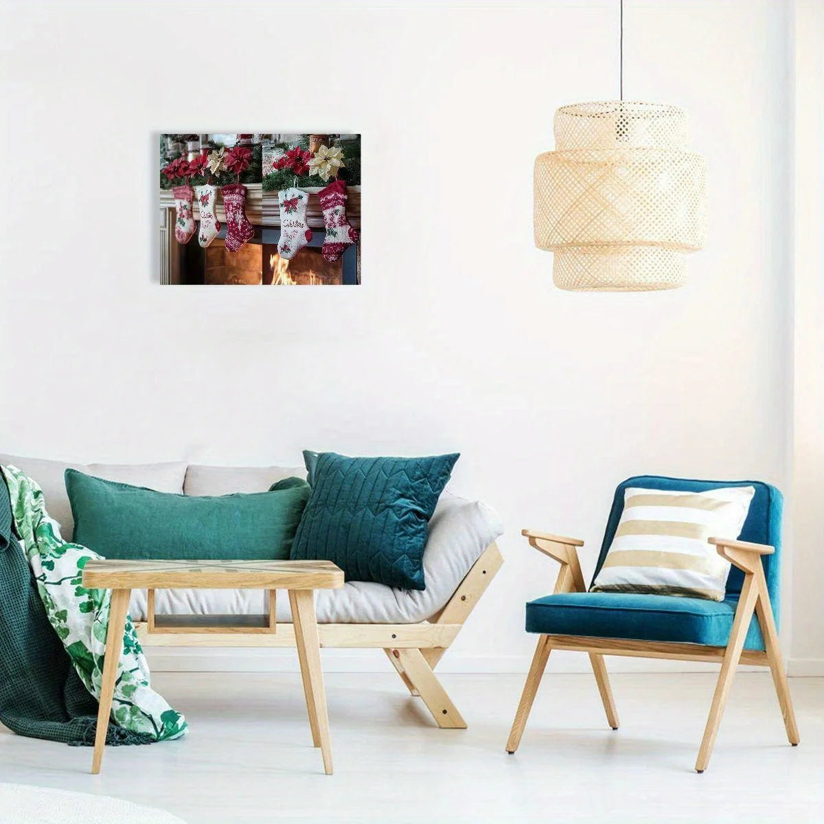 Christmas Decoration Canvas Painting Christmas Stockings Christmas Tree Heater Living Room Bedroom Dining Room Art Decoration