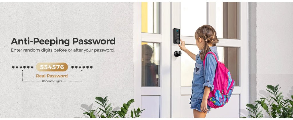 Arpha Smart Lock D601K Keyless Entry Door Lock Deadbolt with Handle Set Waterproof 5-in-1 Fingerprint Keyless Entry Door Lock