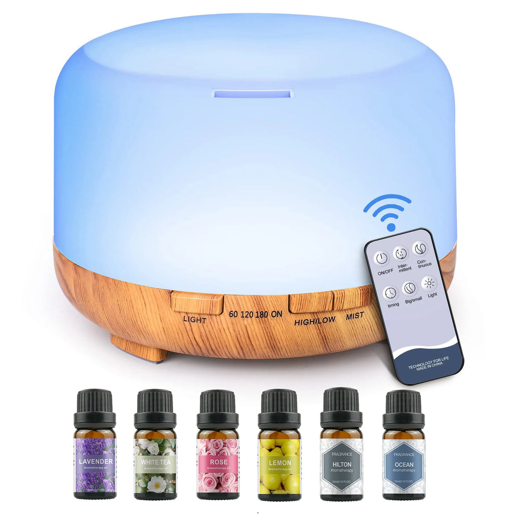 SerenityMist™ 500ML Aromatherapy Diffuser with 6-Scent Essential Oil Set – Luxe Home Fragrance & Wellness