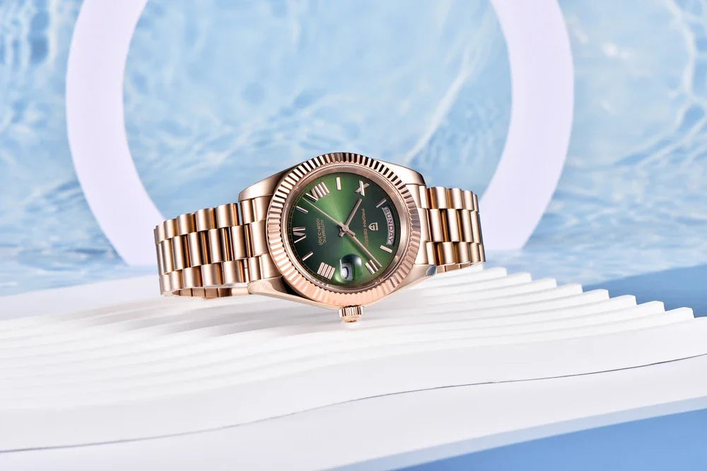 2025 PAGANI DESIGN Luxury Rose Gold Automatic Mechanical Watch – Men’s Sapphire Sports Timepiece