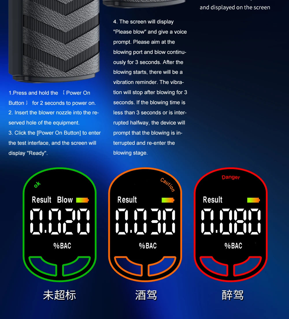 Digital Alcohol Tester – Professional Breathalyzer with LCD Display, Semiconductor Sensor, Accurate Drunk-Driving Detection for Home Use