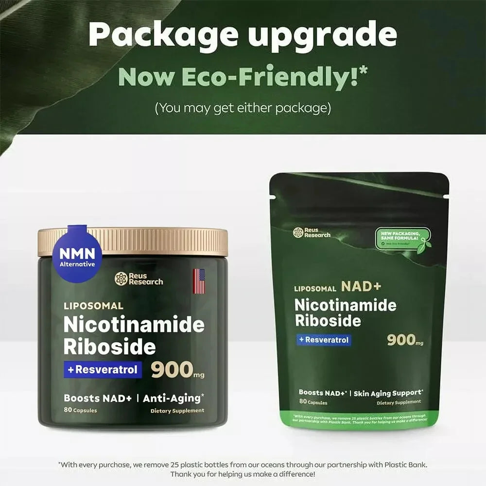 NAD+ Support Supplement – 900mg Wellness Formula with Nicotinamide Riboside, Resveratrol & Quercetin (30 Capsules)