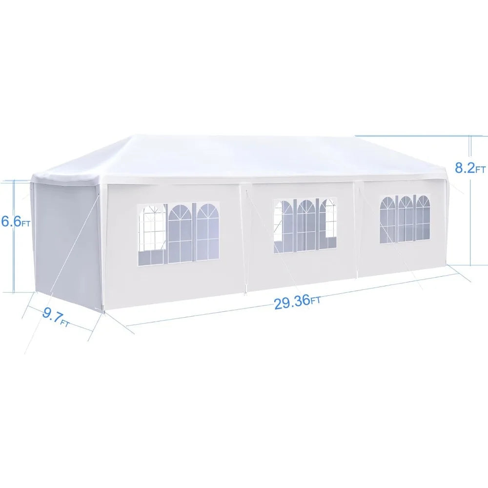 “10x30FT Luxury White Event Canopy – Heavy-Duty Waterproof Party Tent with 8 Sidewalls for Weddings, Markets & Outdoor Gatherings”**