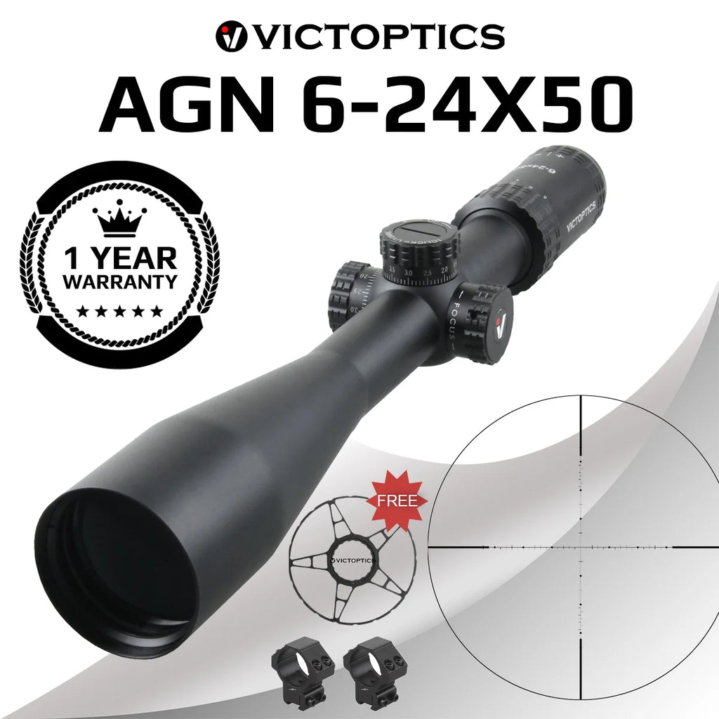 VictOptics S4 6-24×50 MDL Riflescope – 30mm Tube, 1/10 MIL Adjustments, Side Focus, FMC Optics – For Airsoft, Rimfire, .223 / 5.56 Sporting Rifles